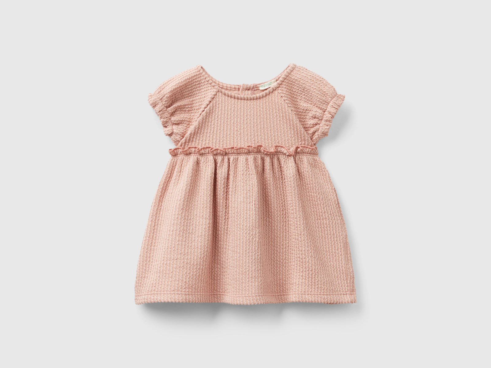 Abito jacquard con rouches da neonato rosa tenue | Benetton Outlet