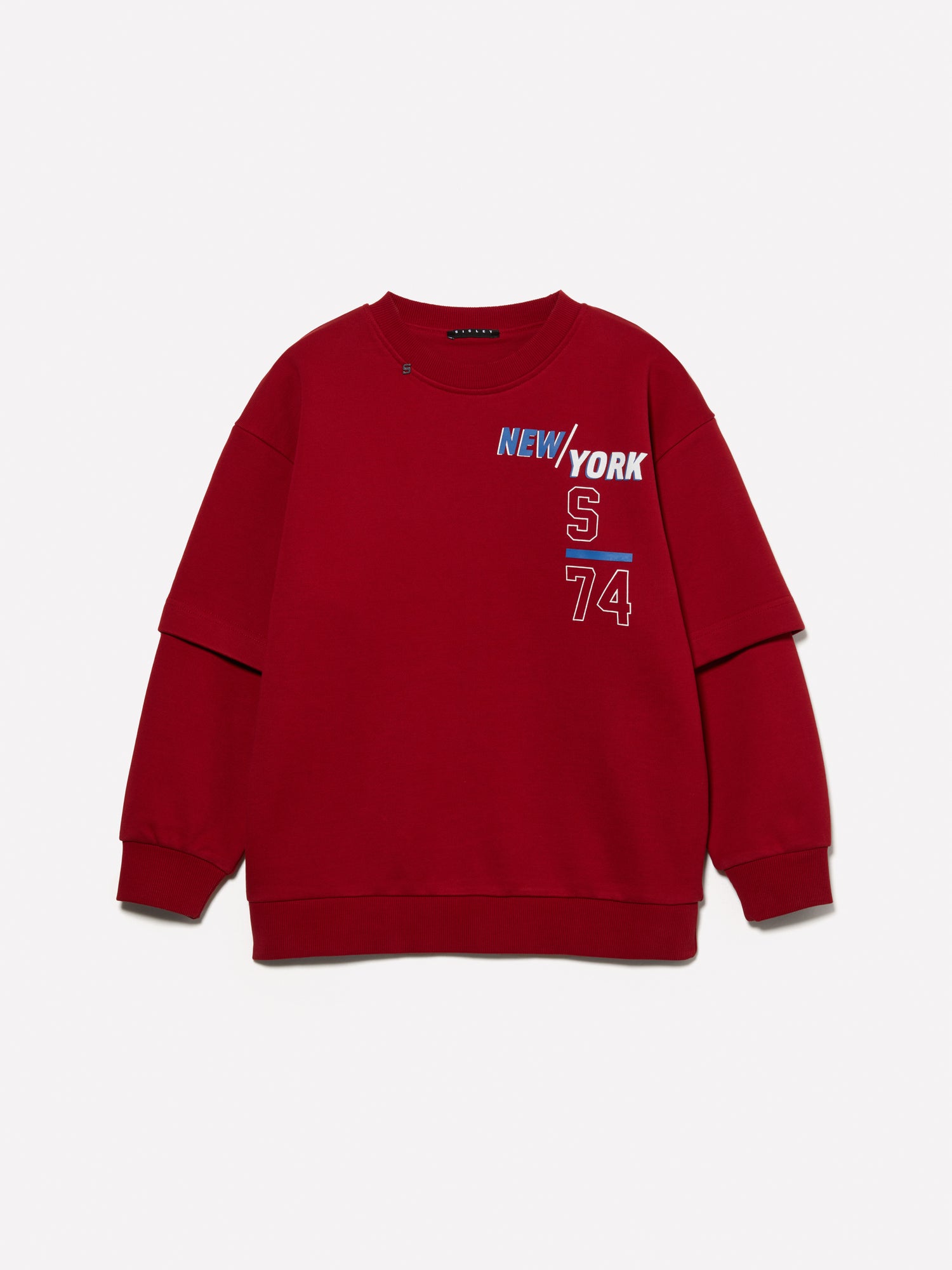 Felpa over fit con stampa a rilievo da bambino bordeaux | Sisley young Outlet