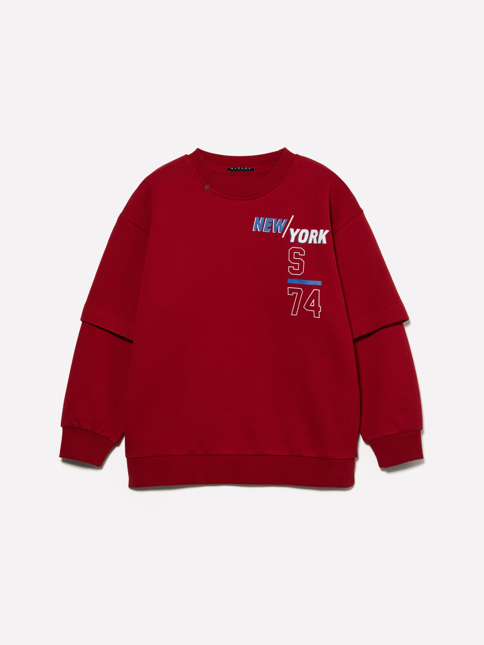 Felpa over fit con stampa a rilievo da bambino bordeaux | Sisley young Outlet