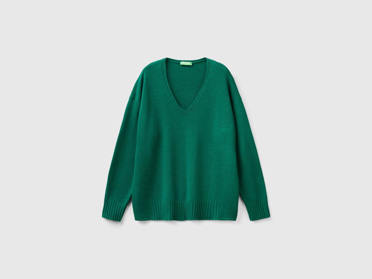 Maglia scollo a V in misto lana