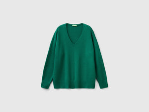 Maglia scollo a V in misto lana