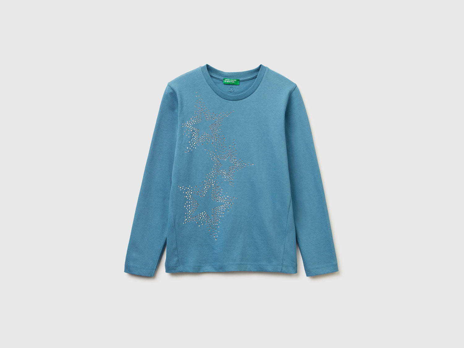 T-shirt con applicazione strass da bambina turchese | Benetton Outlet