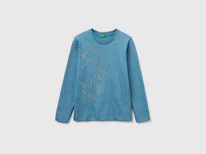 T-shirt con applicazione strass