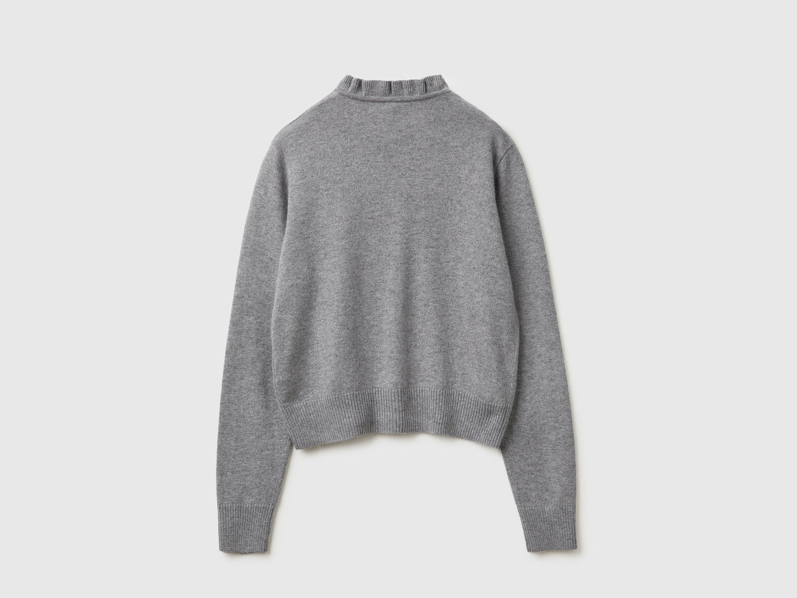 Cardigan con collo rouches da donna grigio 2 | Benetton Outlet