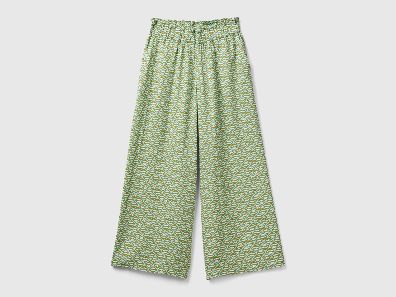 Pantaloni con stampa floreale da donna verde militare | Benetton Outlet