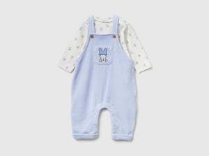 Set t-shirt e salopette in cotone