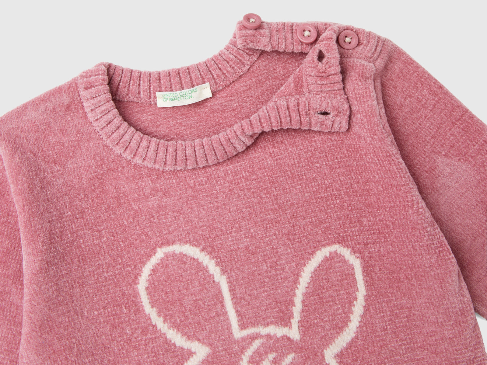 Maglioncino con intarsio coniglio da neonato malva 3 | Benetton Outlet