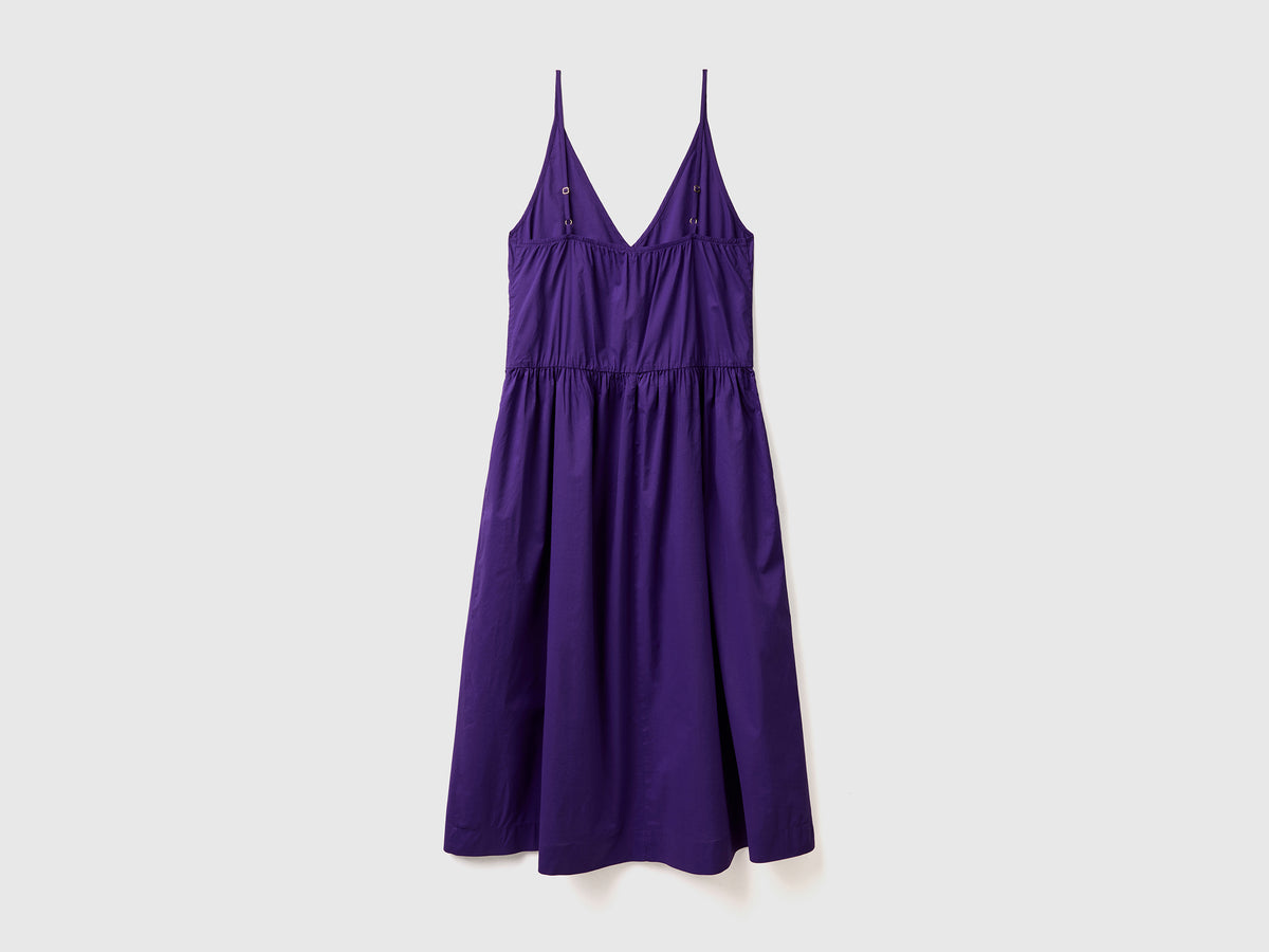 Vestito lungo copricostume in puro cotone leggero con profondo scollo a V
