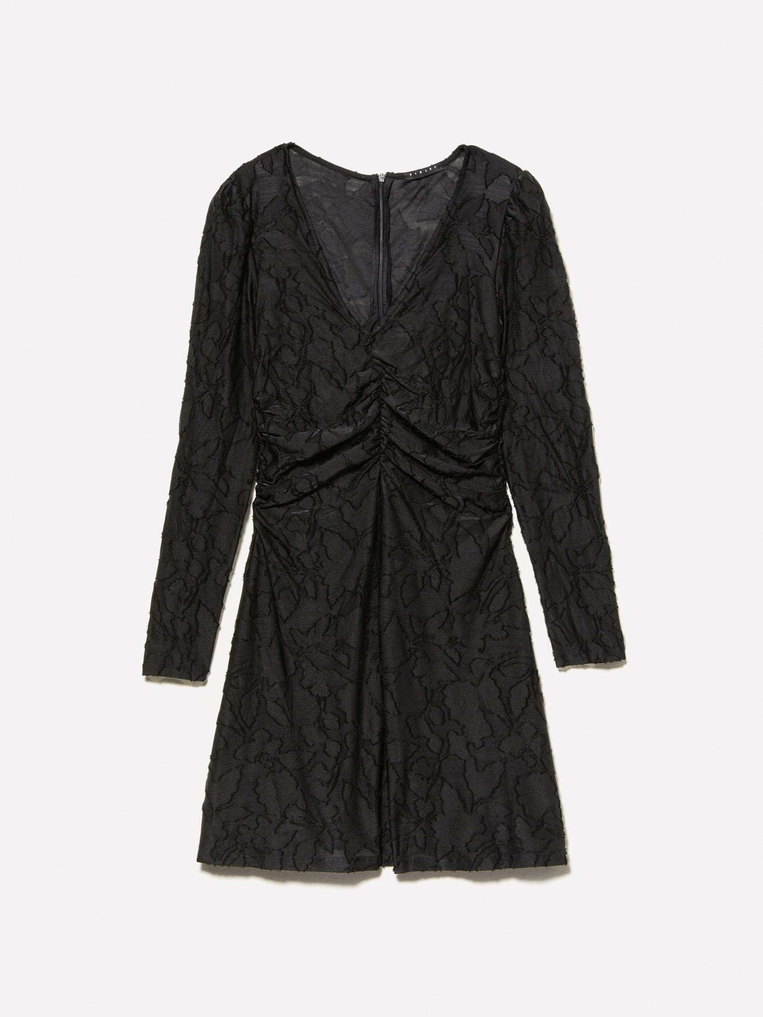 Vestito corto con arriccio da donna nero | Sisley Outlet