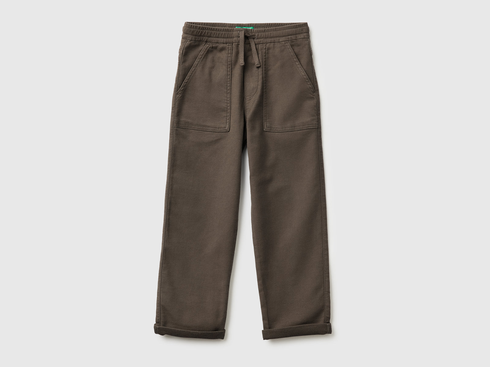 Joggers in misto cotone con coulisse da bambino marrone | Benetton Outlet