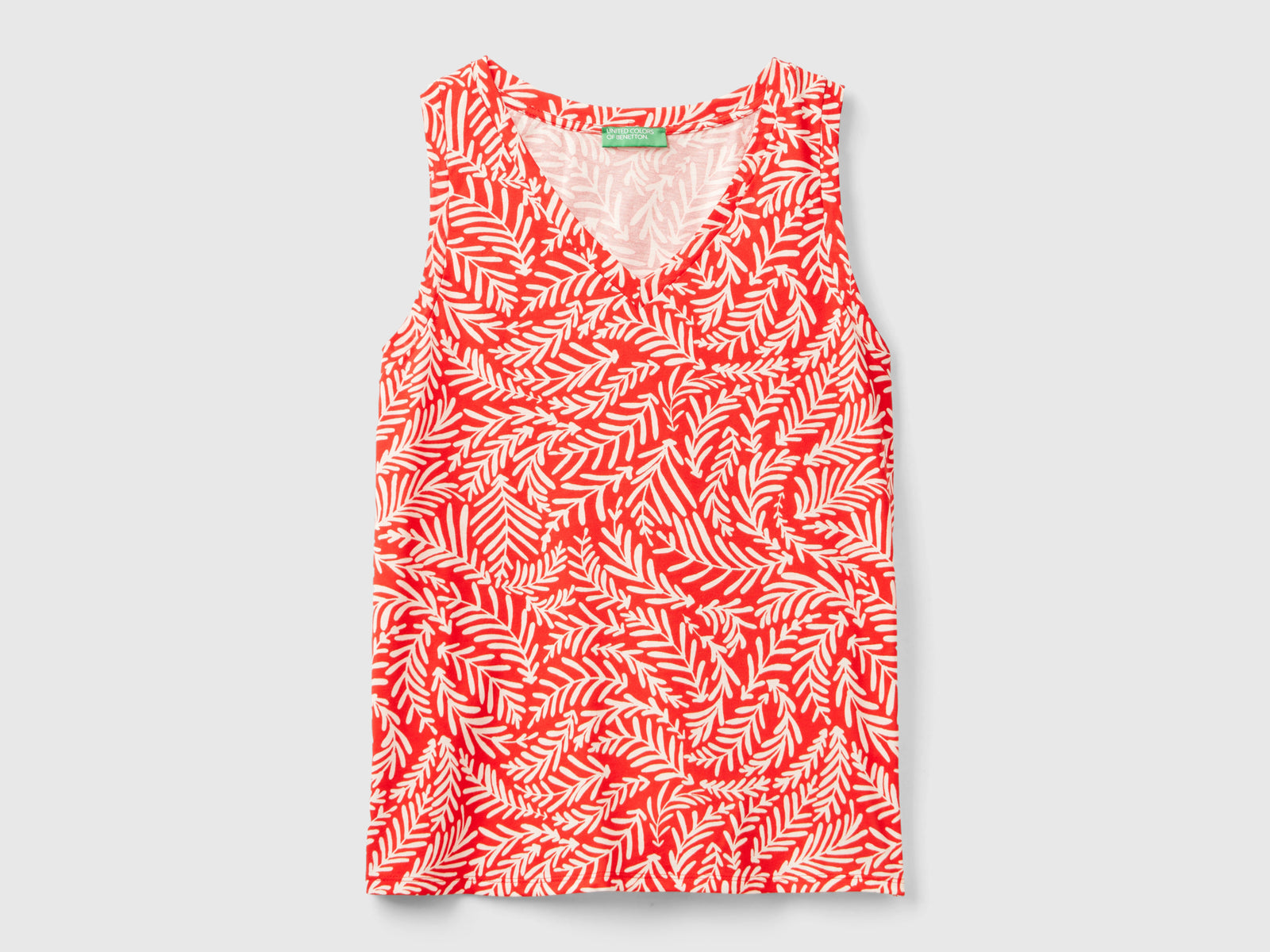 Canotta con stampa tropicale da donna rosso | Benetton Outlet