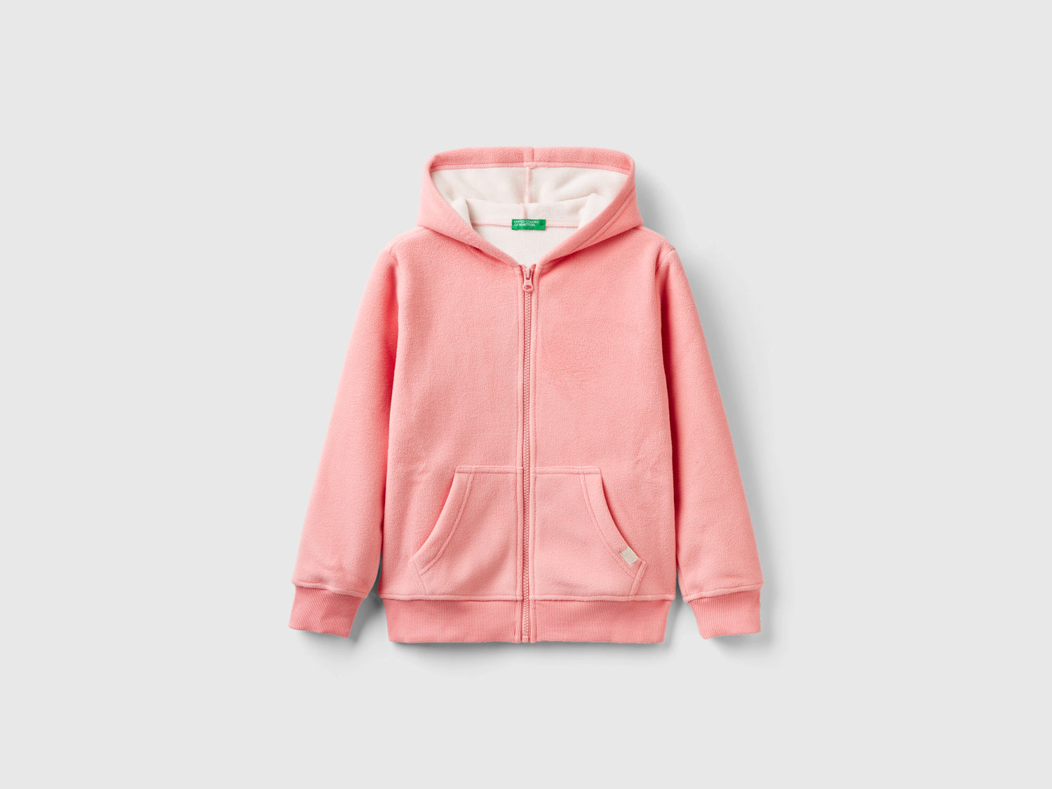 Felpa in pile con cappuccio da bambino rosa | Benetton Outlet