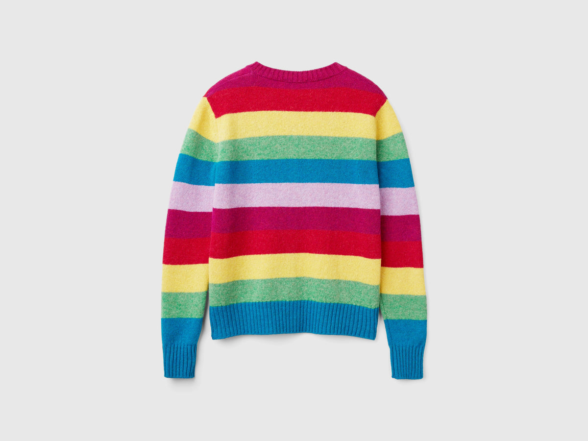 Cardigan a righe in pura lana Shetland