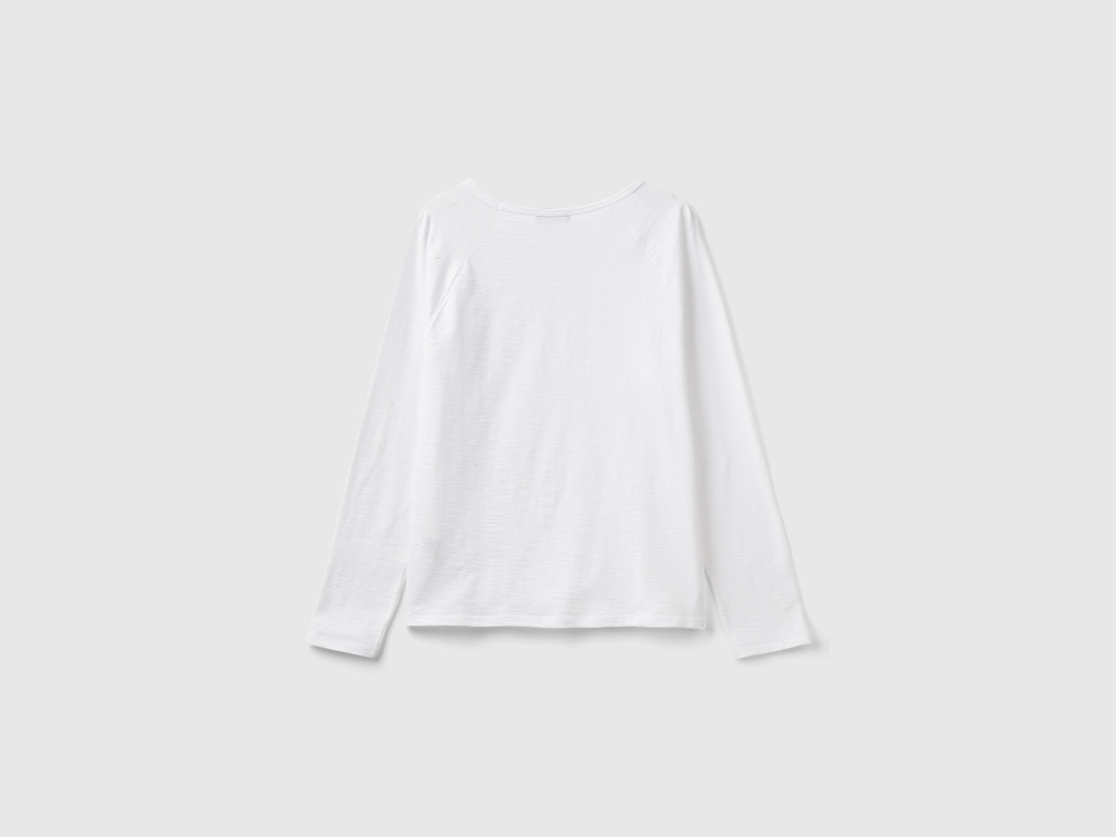 T-shirt manica lunga in cotone leggero da donna bianco 2 | Benetton Outlet