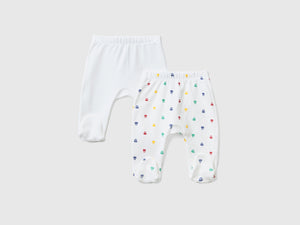 Set composto da due paia di pantaloncini con piedini in puro cotone