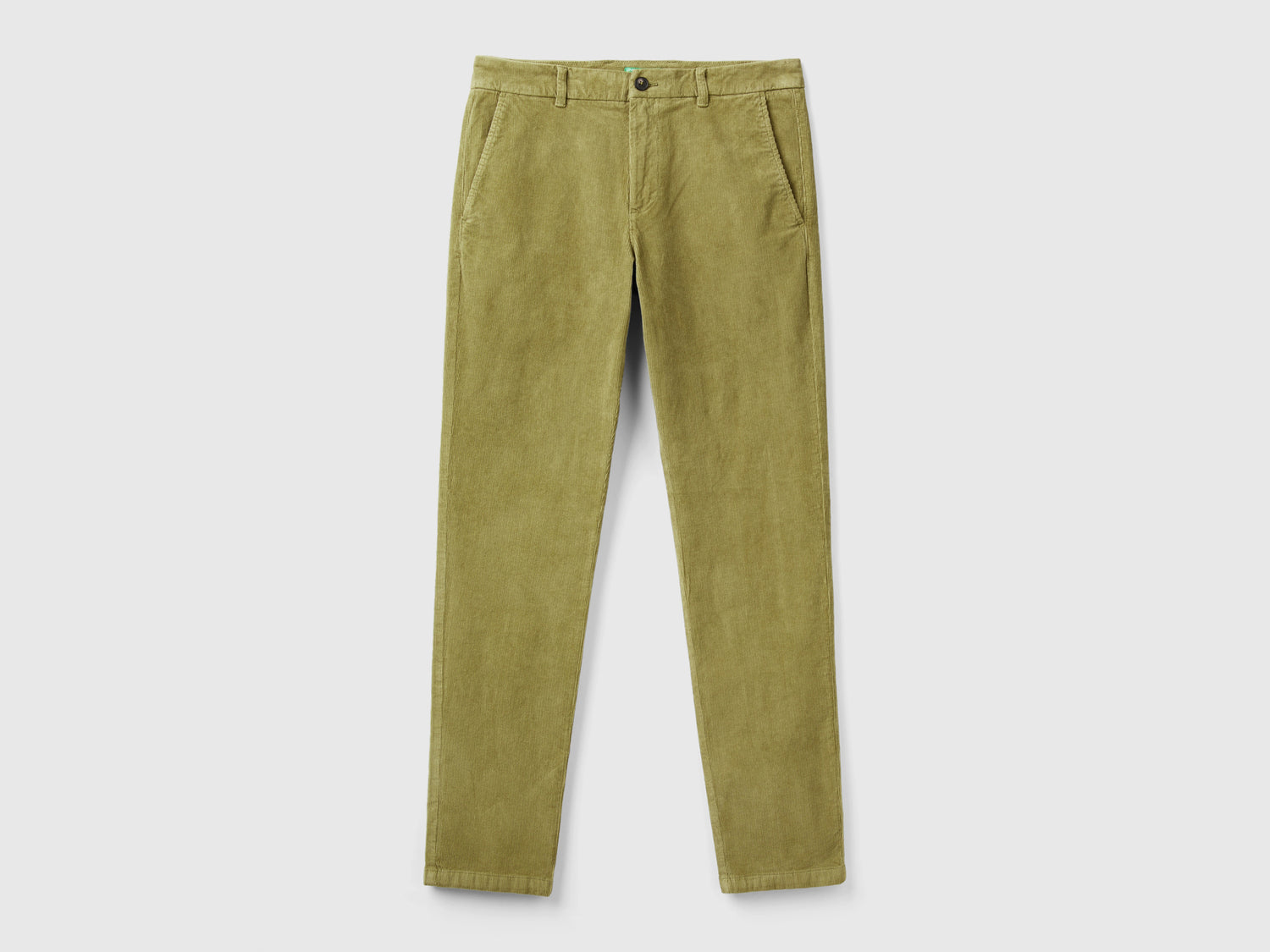Pantaloni slim fit in velluto stretch da uomo verde militare | Benetton Outlet
