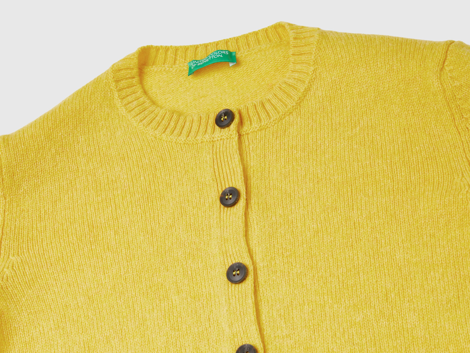 Cardigan in pura lana Shetland da donna senape 3 | Benetton Outlet