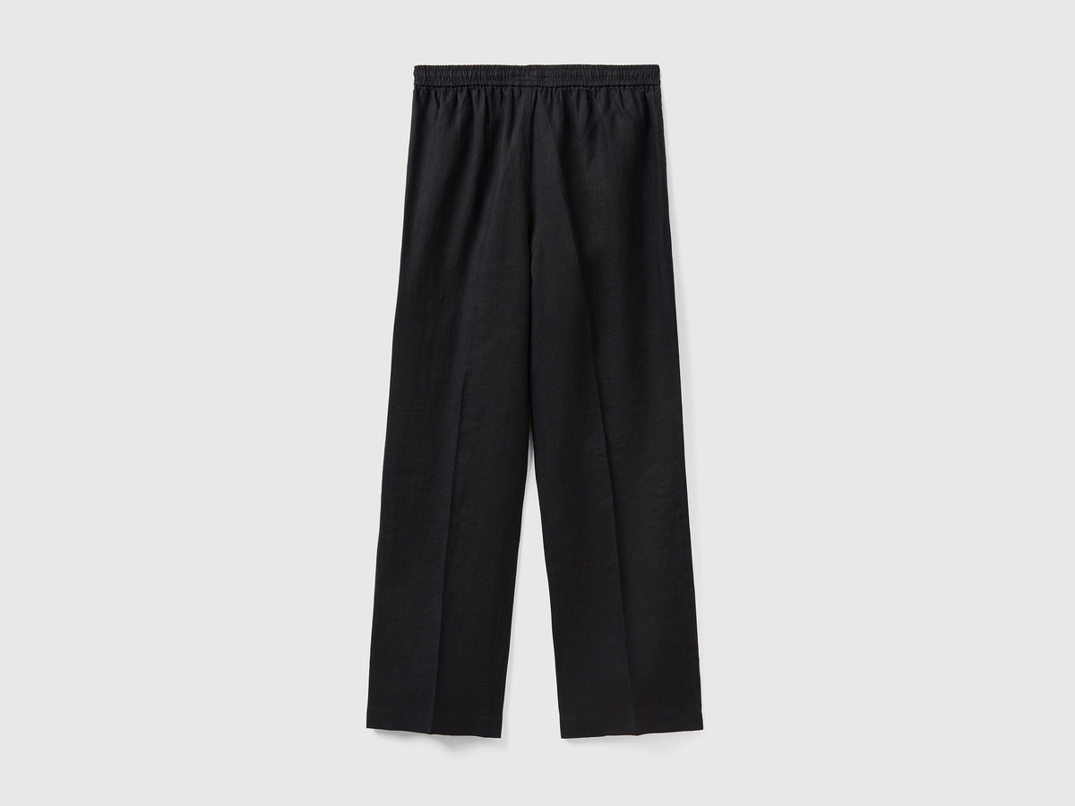 Pantaloni in puro lino con elastico