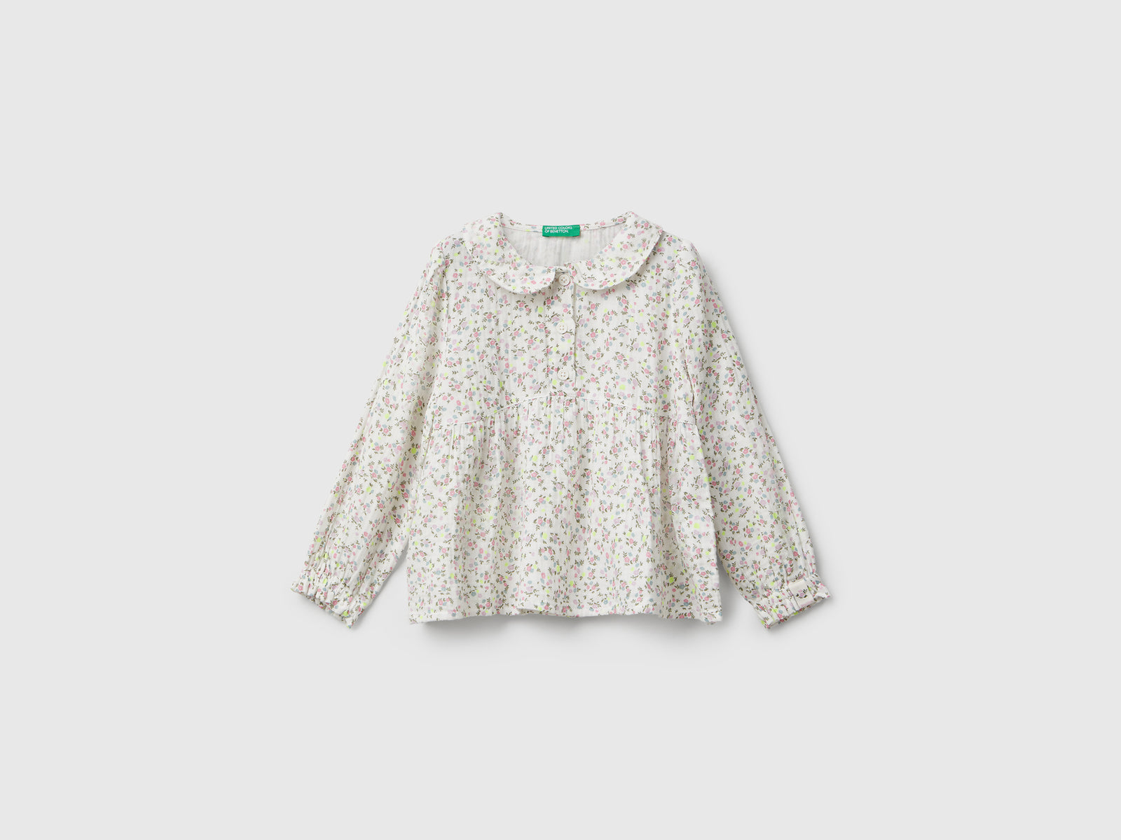 Camicia a fiori da bimba bianco panna | Benetton Outlet