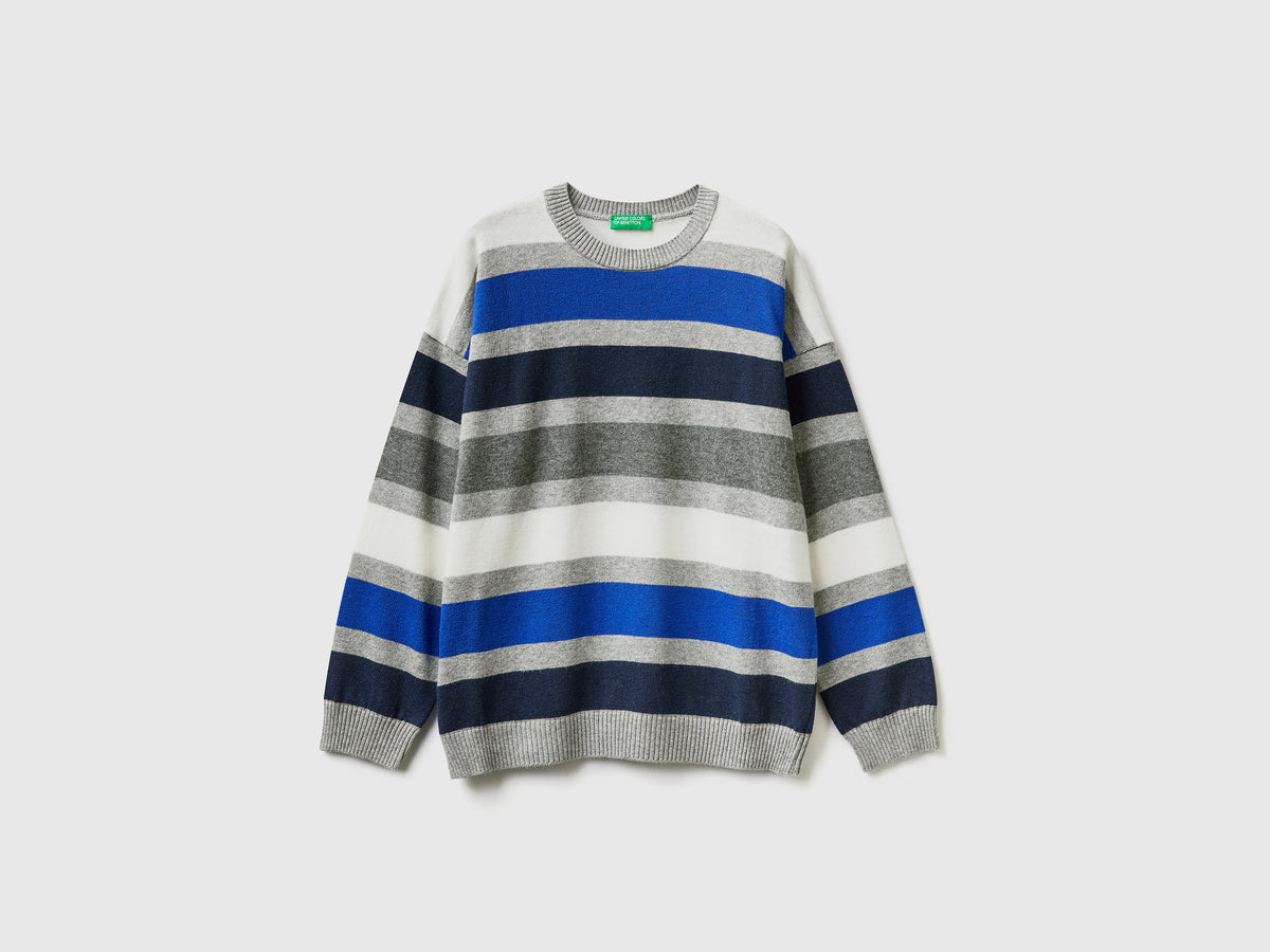 Maglia a righe in misto cotone e lana