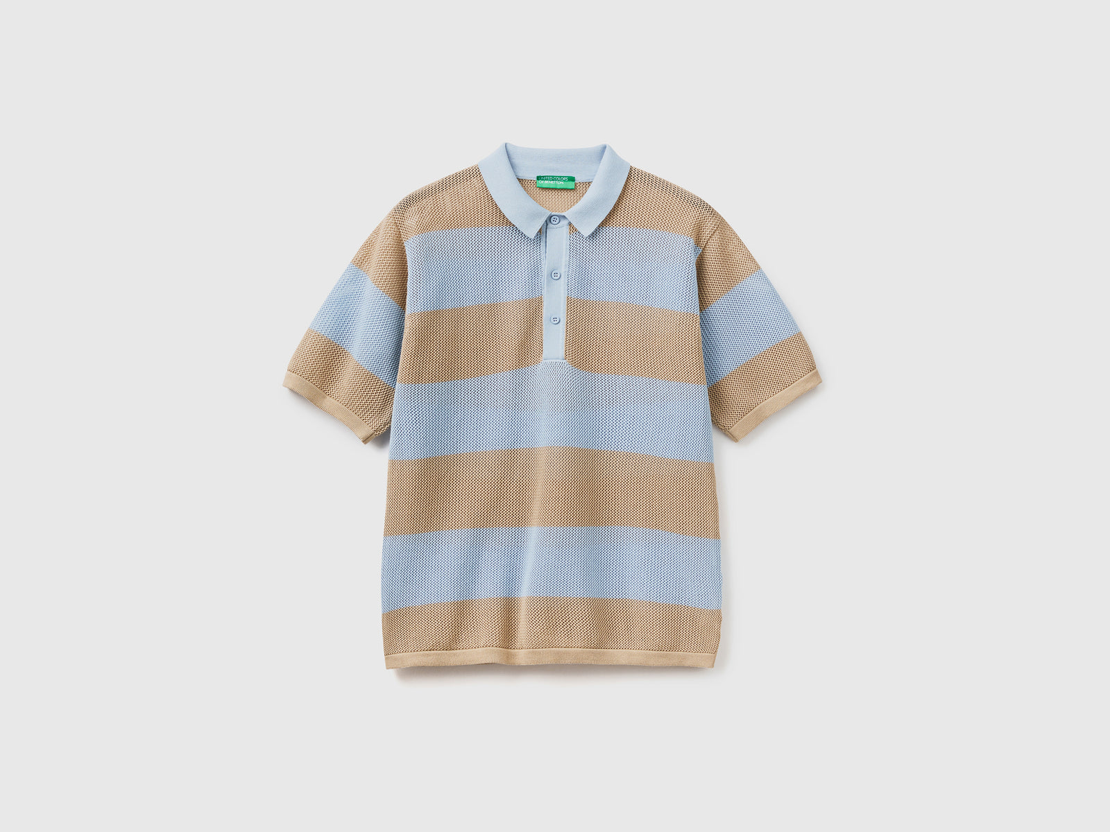 Polo in maglia a righe da uomo celeste | Benetton Outlet