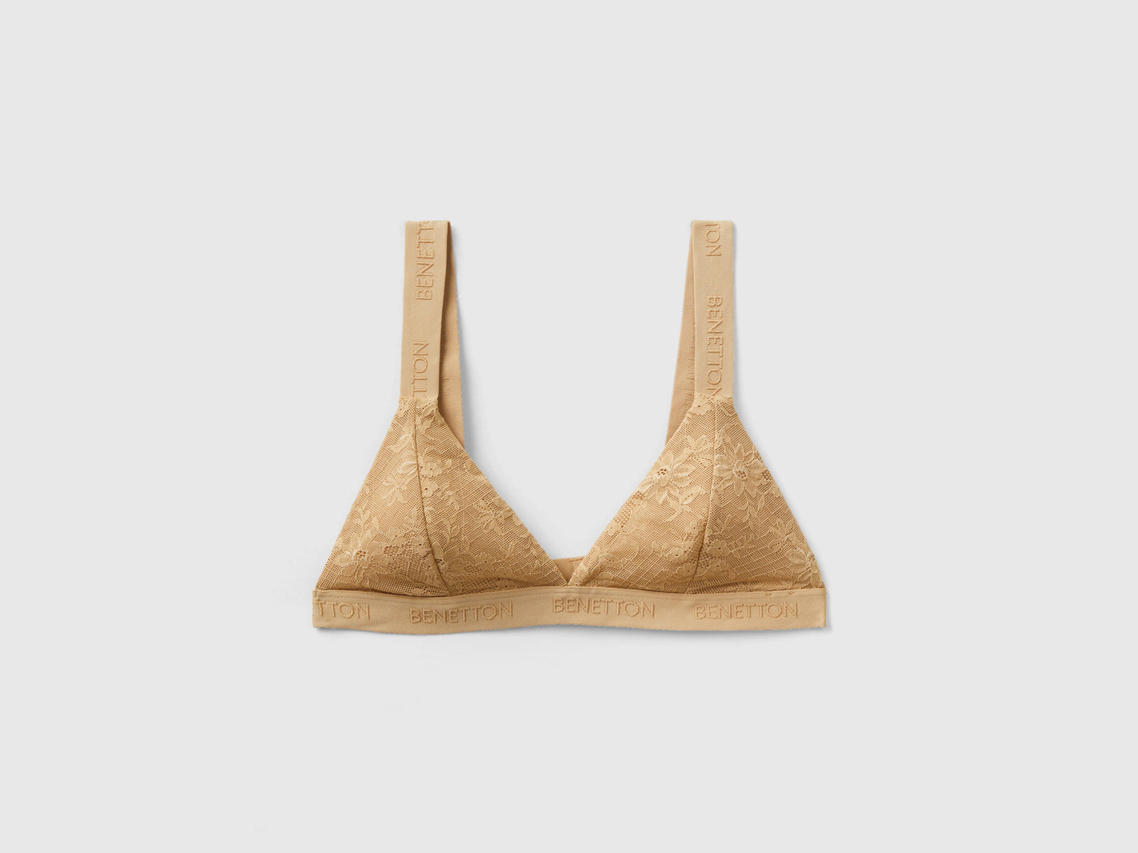 Reggiseno a triangolo in pizzo da donna cammello | Benetton Outlet