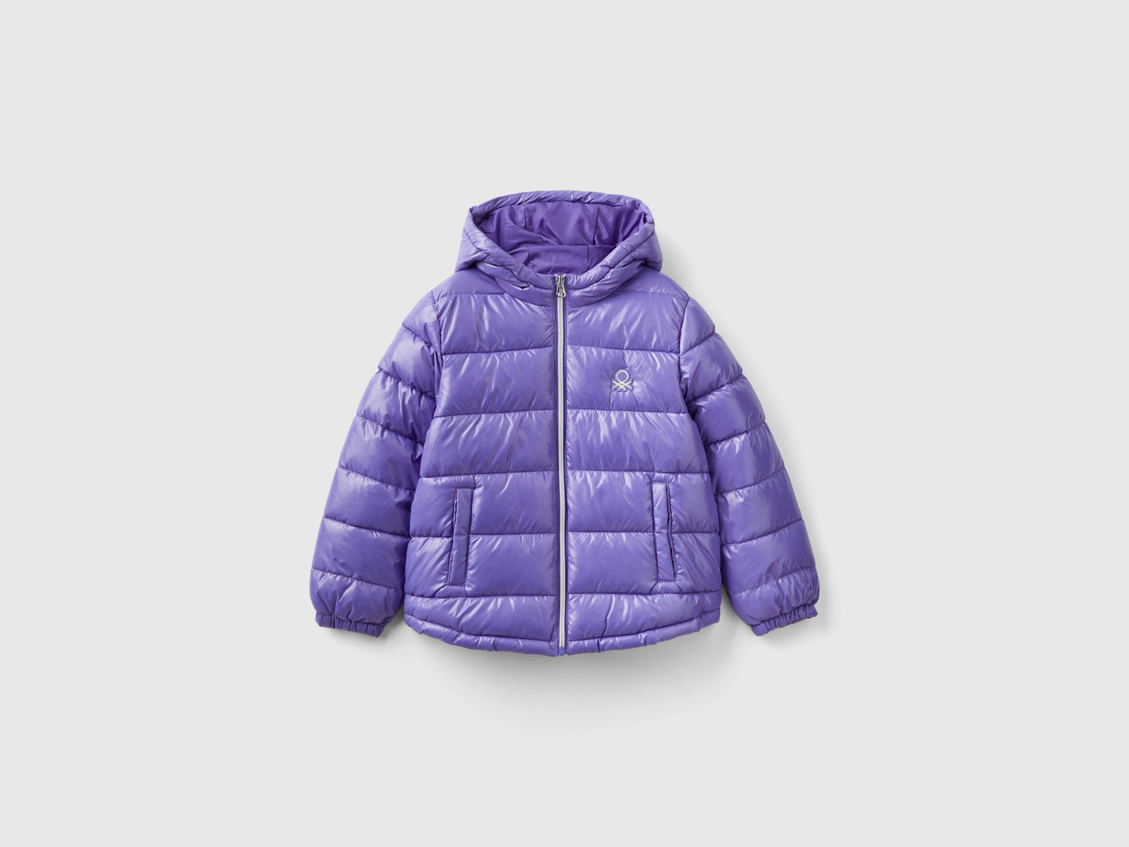 Giubbotto lucido imbottito da bambina viola | Benetton Outlet