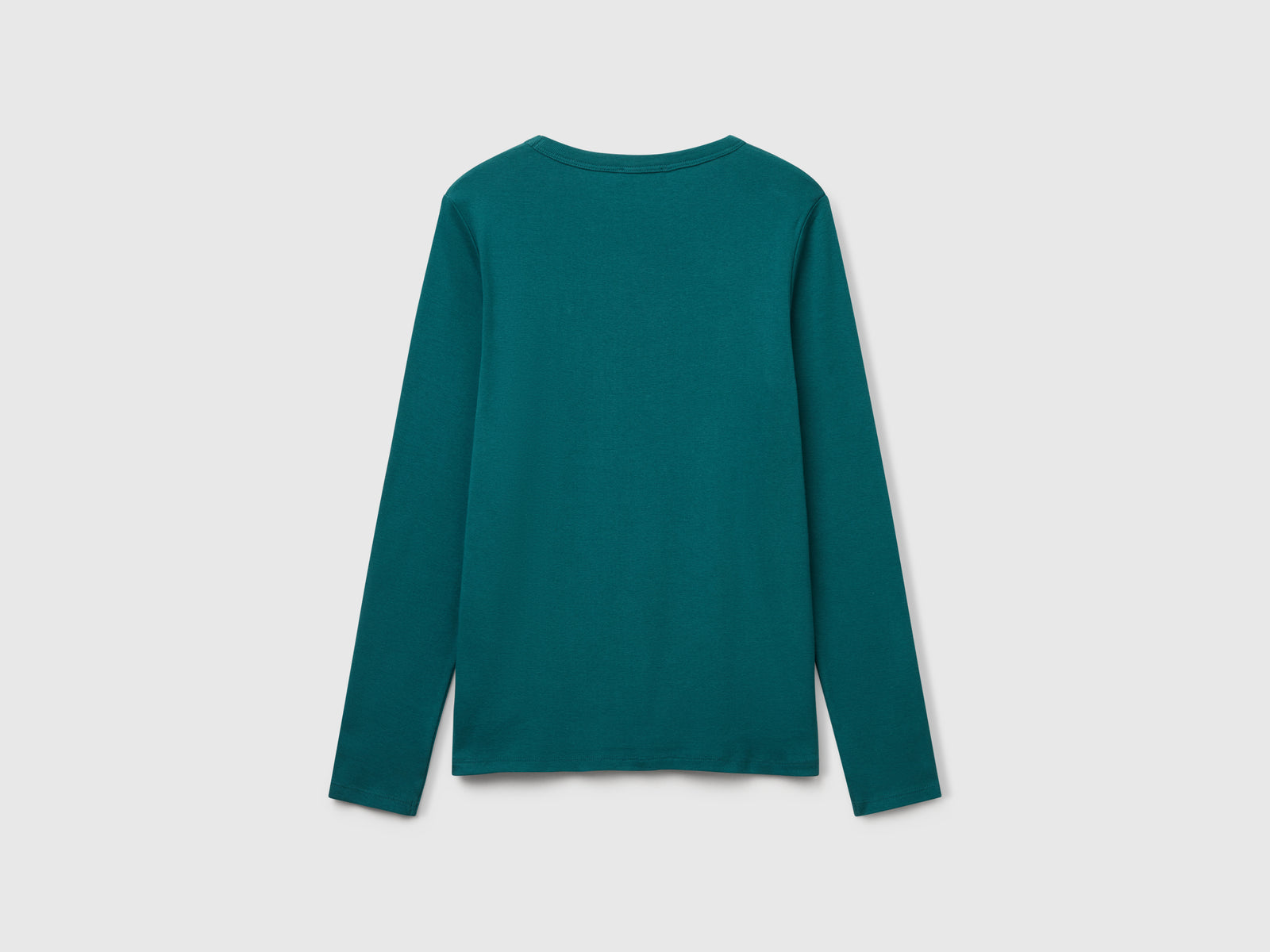 T-shirt a manica lunga 100% cotone da donna verde scuro 2 | Benetton Outlet