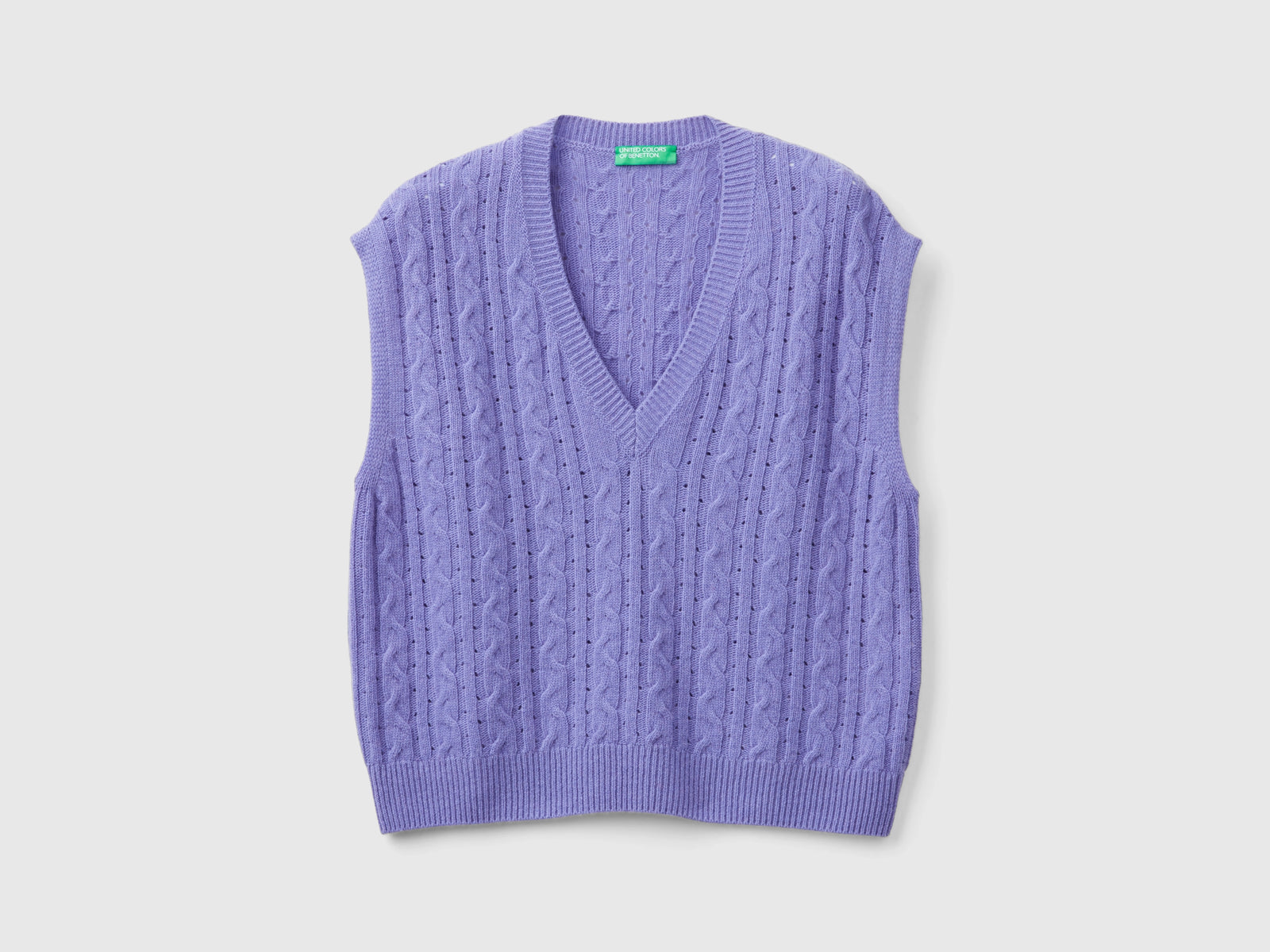 Boxy fit vest with braids and perforations da donna viola | Benetton Outlet