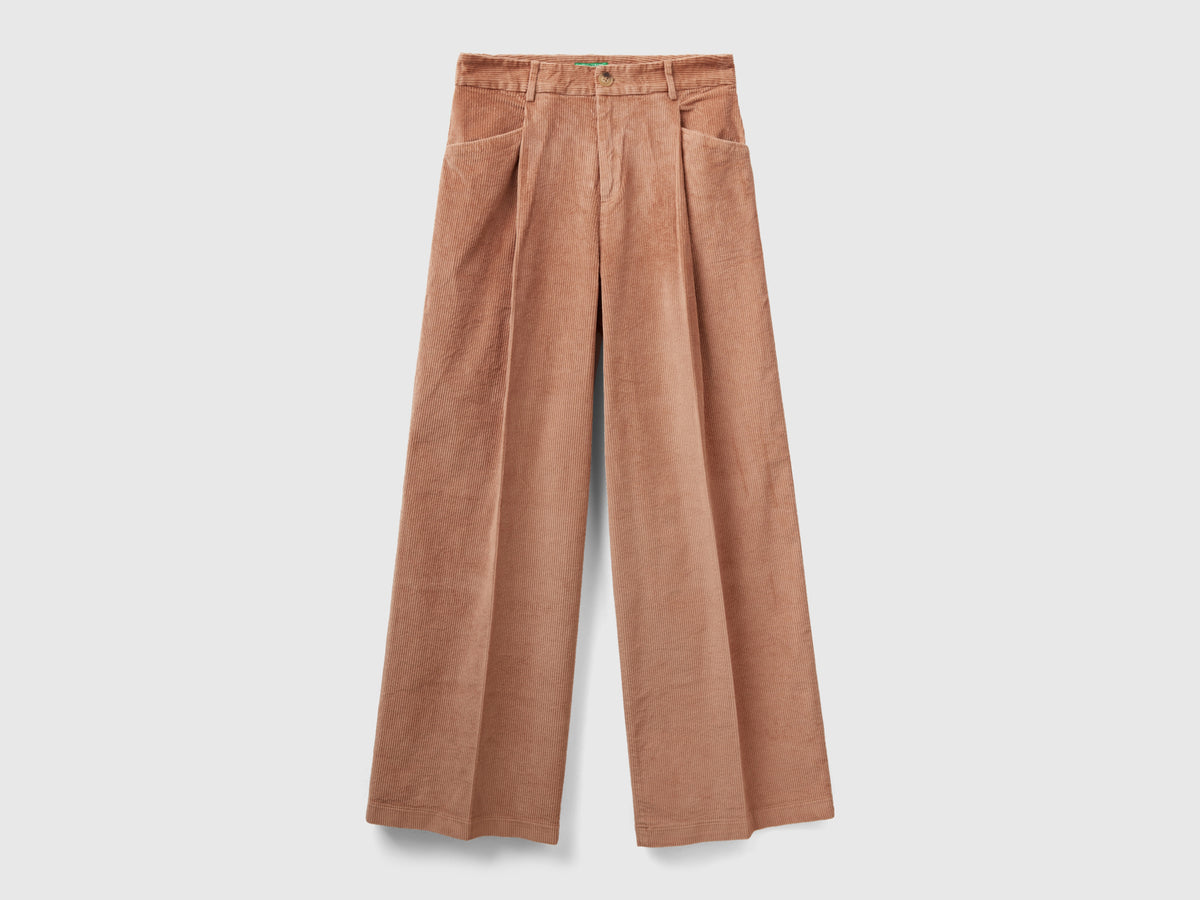 Pantaloni gamba ampia in velluto a coste