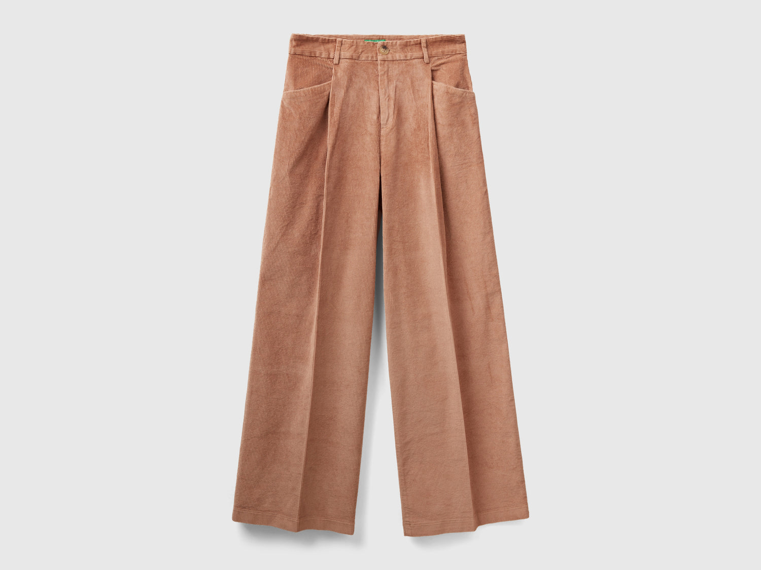 Pantaloni gamba ampia in velluto a coste da donna cammello | Benetton Outlet