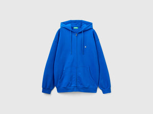 Felpa in cotone con zip e cappuccio