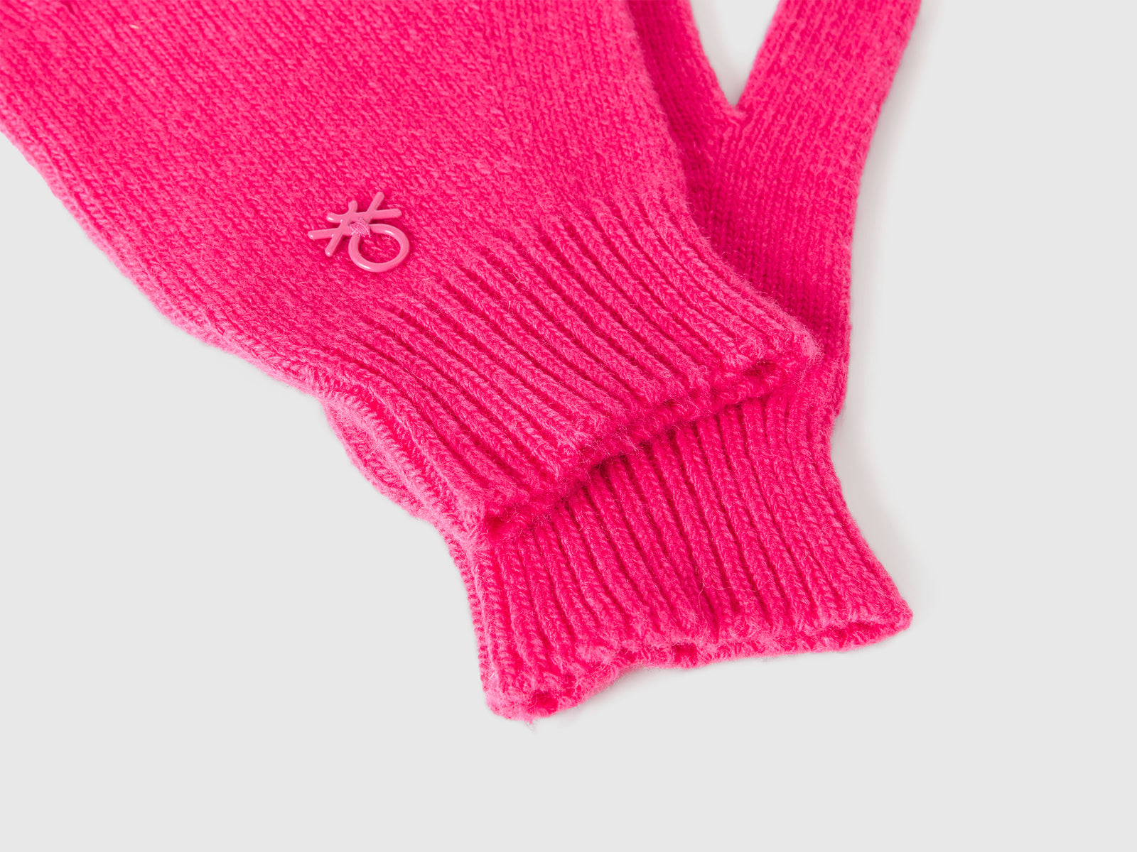 Guanti in maglia con logo da bambino fucsia 3 | Benetton Outlet