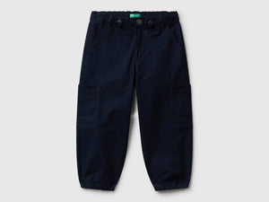 Pantaloni parachute in cotone stretch