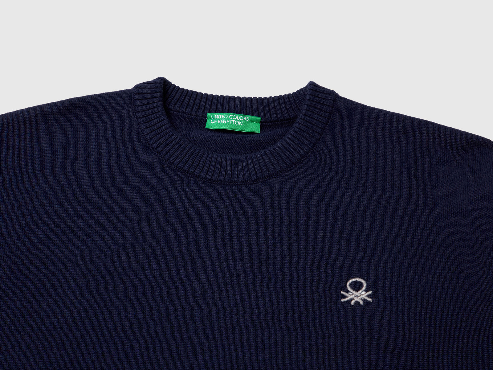 Maglia girocollo 100% cotone da bambino blu scuro 3 | Benetton Outlet