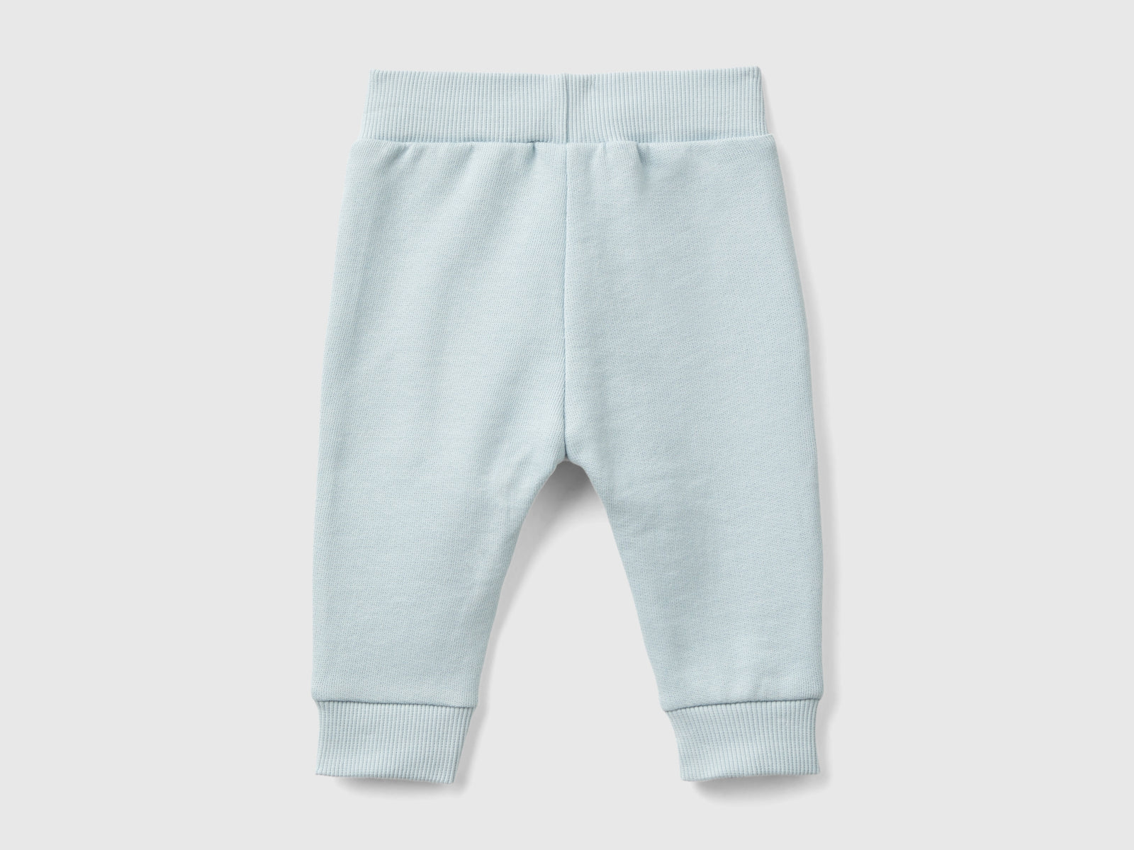 Pantaloni in felpa di cotone biologico da neonato verde acqua 2 | Benetton Outlet