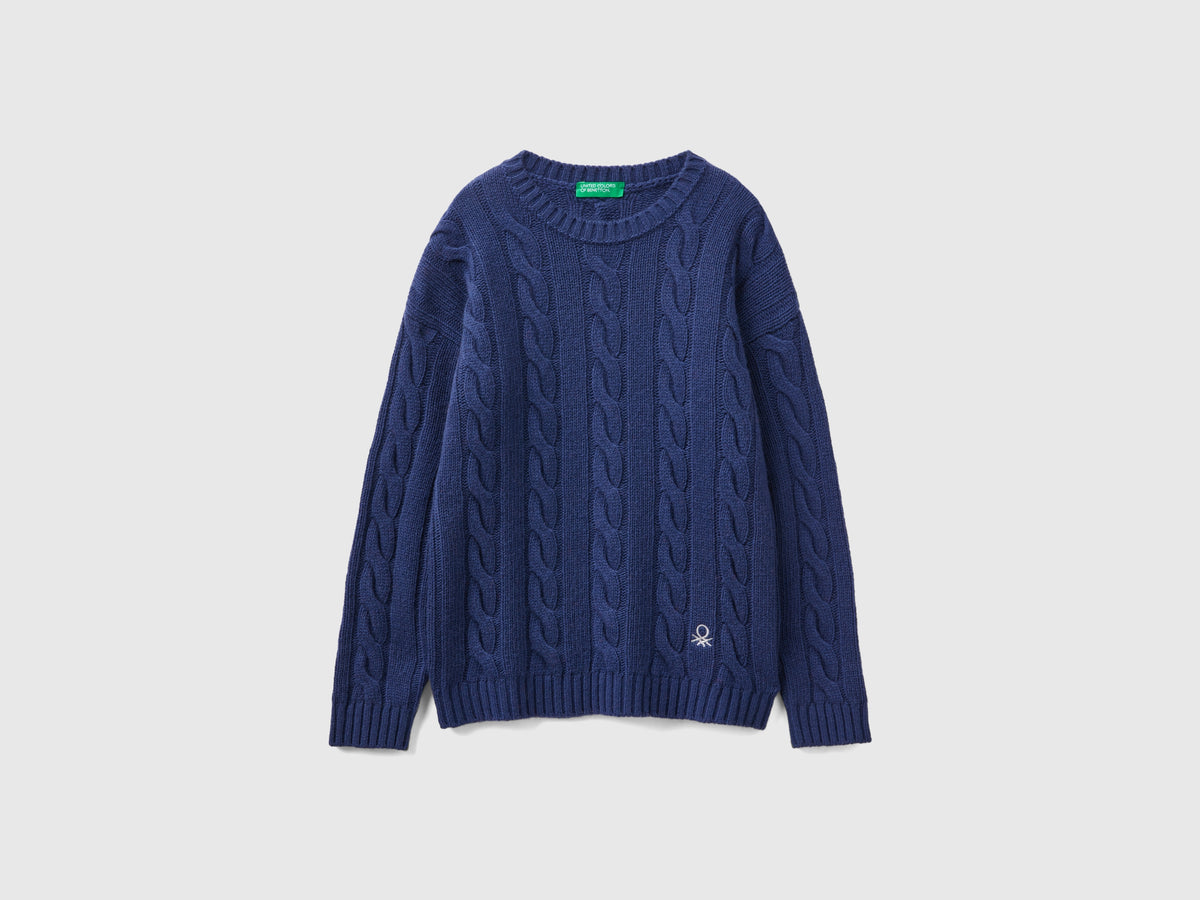 Maglia con trecce in misto lana