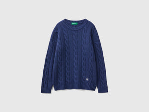 Maglia con trecce in misto lana