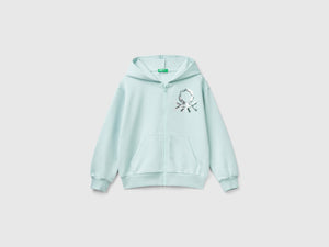 Felpa con zip e paillettes