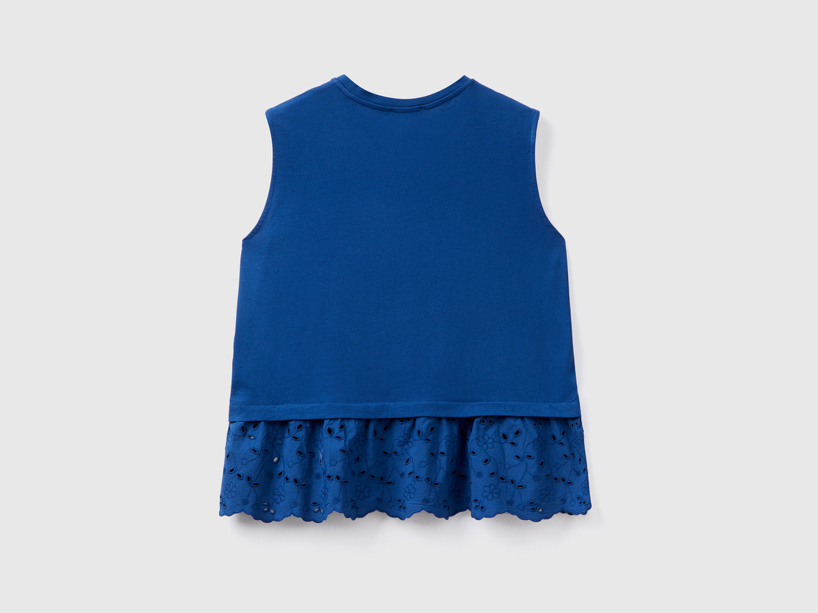 T-shirt girocollo smanicata in puro cotone dalla vestibilità boxy da donna blu scuro 2 | Benetton Outlet