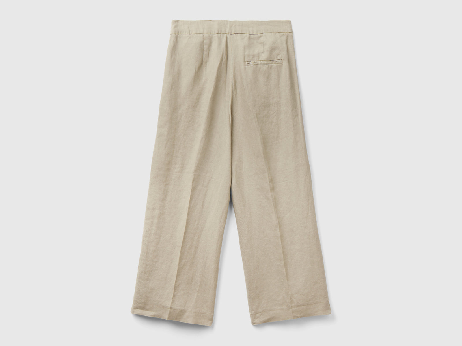 Pantaloni cropped in puro lino da donna beige 2 | Benetton Outlet