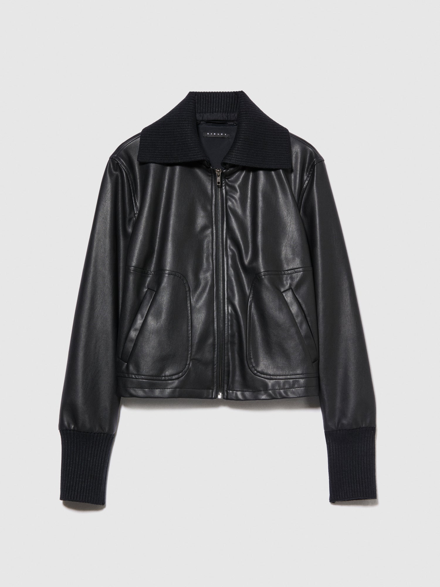 Giubbotto cropped boxy fit da donna nero | Sisley Outlet
