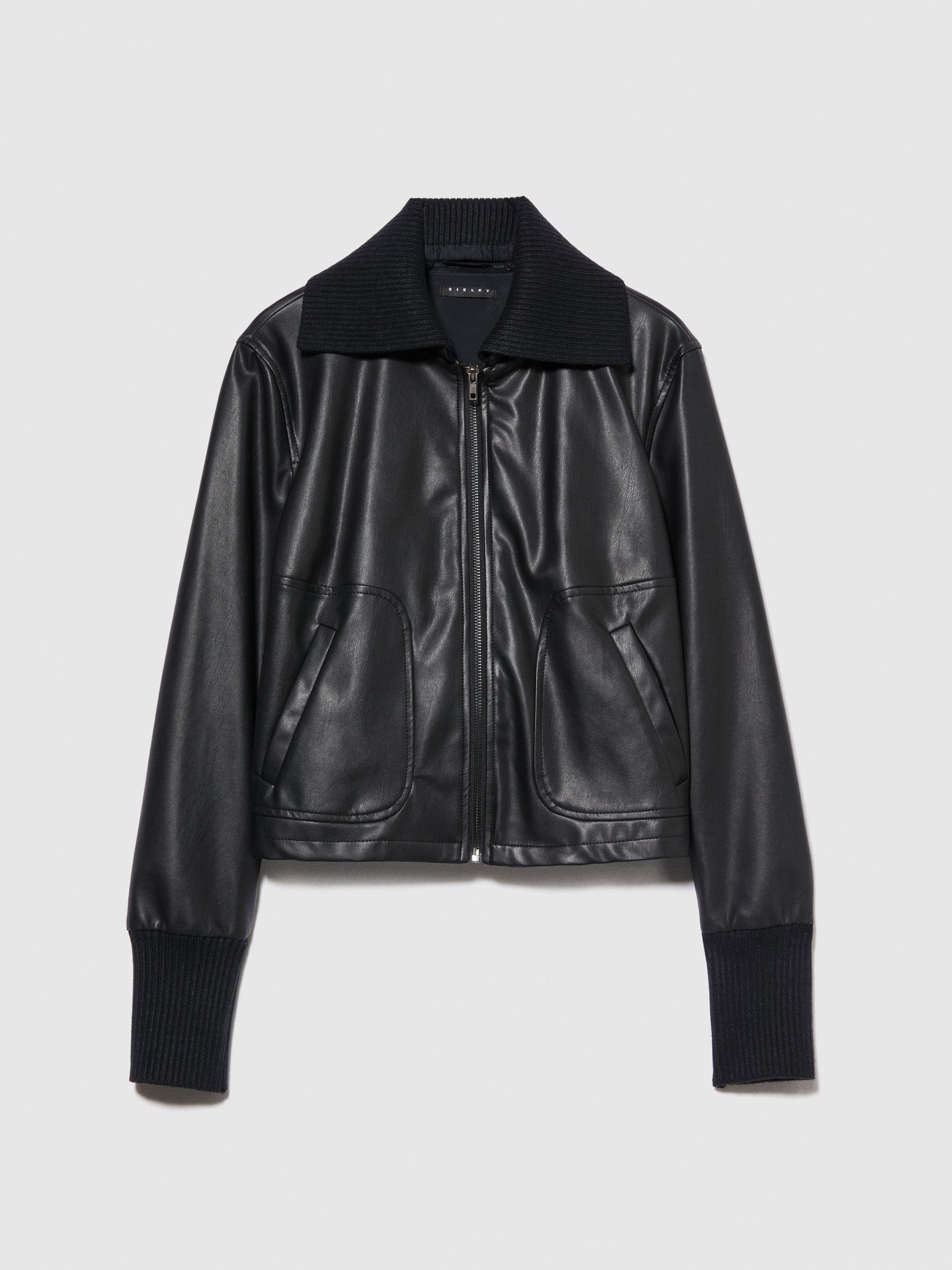 Giubbotto cropped boxy fit da donna nero | Sisley Outlet