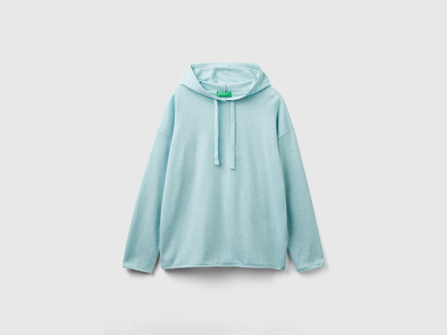 Maglia verde acqua chiaro misto cashmere con cappuccio da donna azzurro | Benetton Outlet