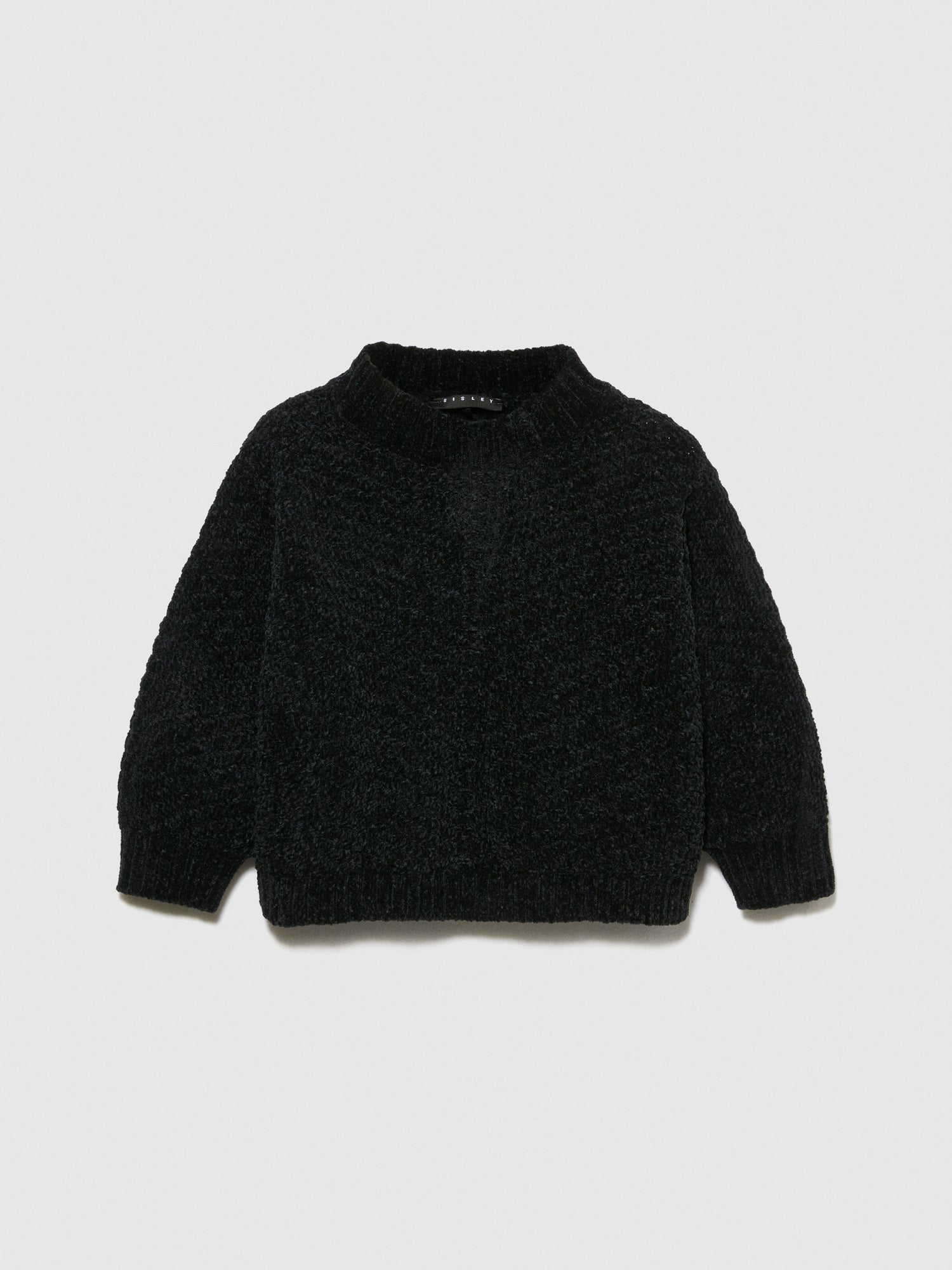 Maglia cropped in ciniglia da bambina nero | Sisley young Outlet