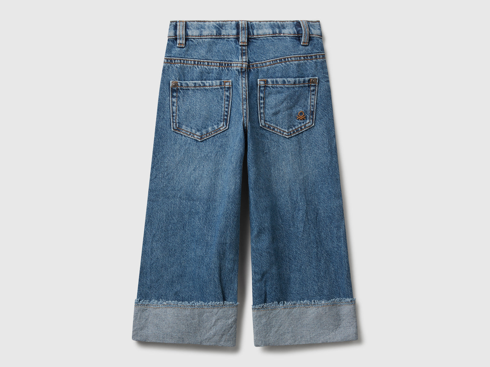 Jeans wide fit con risvolto da bimba blu 2 | Benetton Outlet