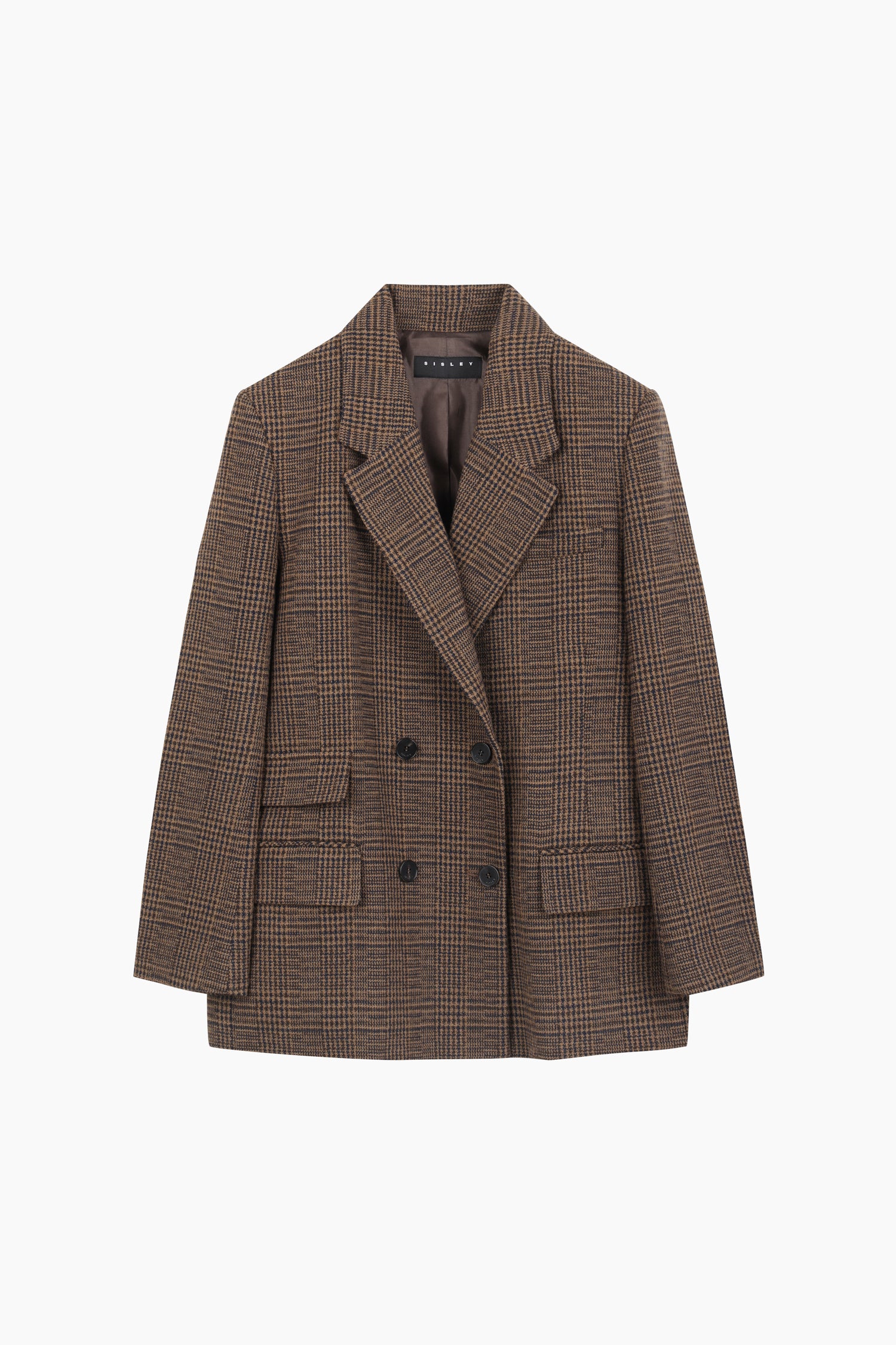 Blazer doppiopetto principe di Galles da donna marrone scuro | Sisley Outlet