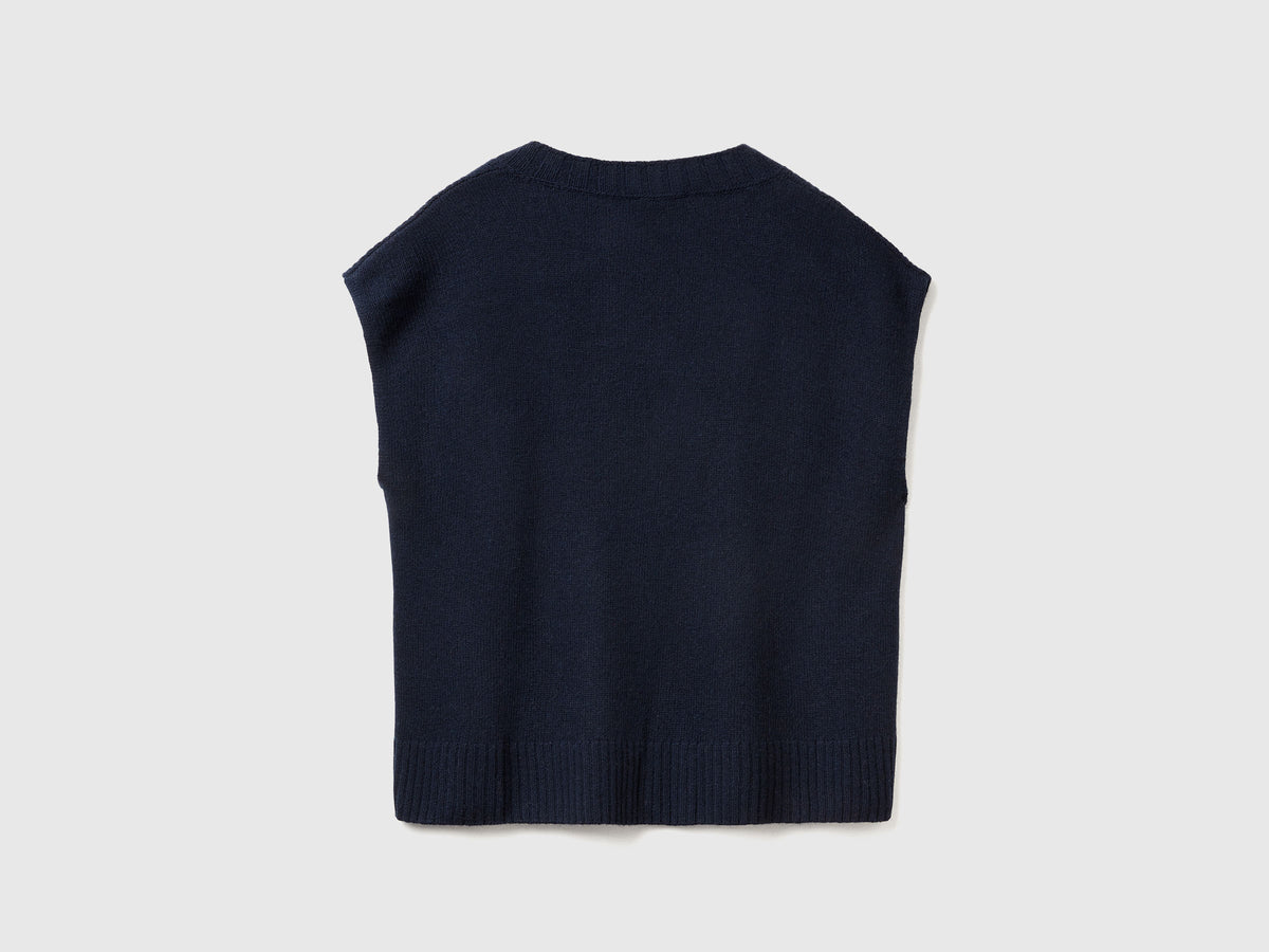 Gilet con scollo a V in misto lana