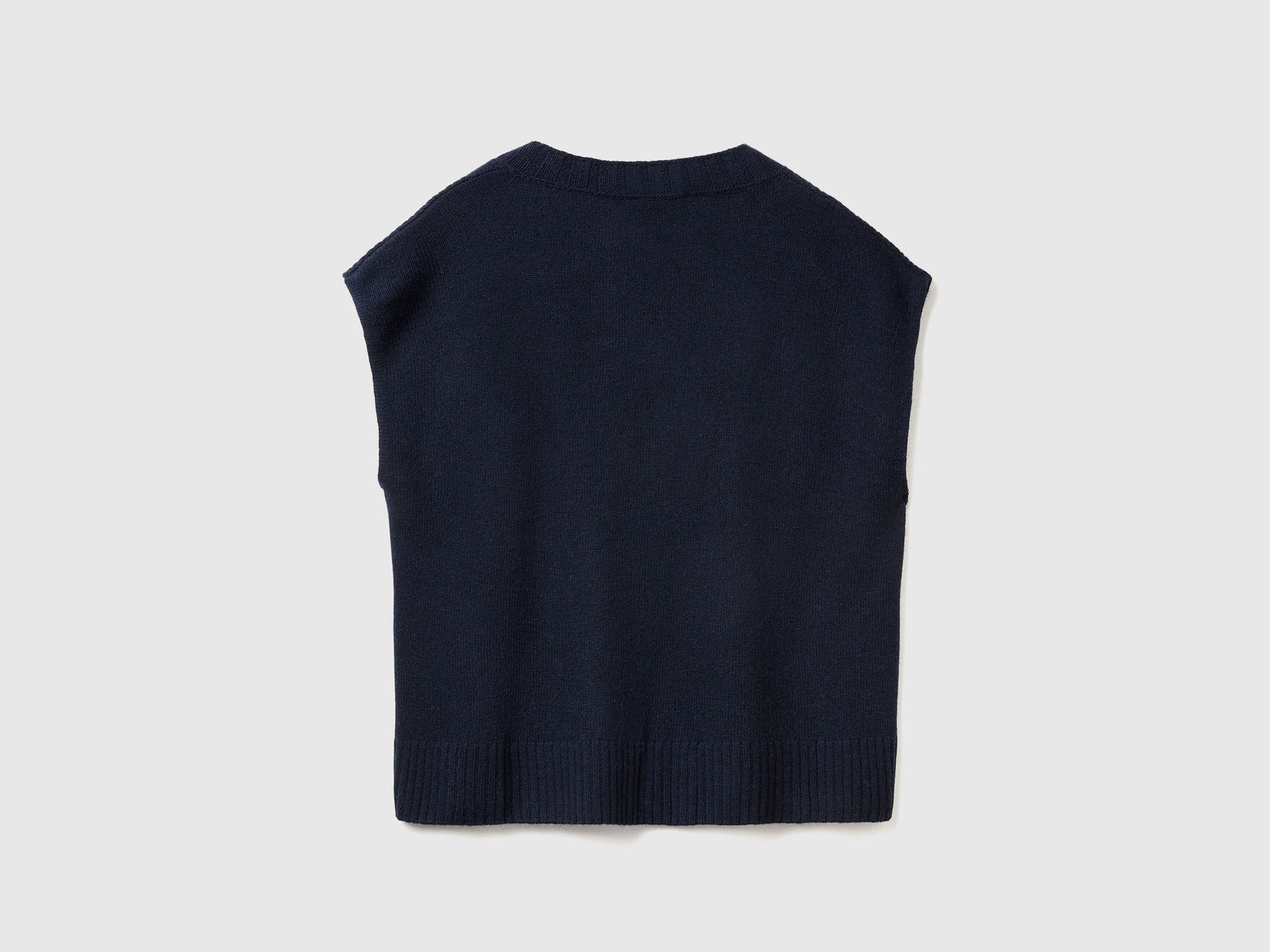 Gilet con scollo a V in misto lana da donna blu scuro 2 | Benetton Outlet
