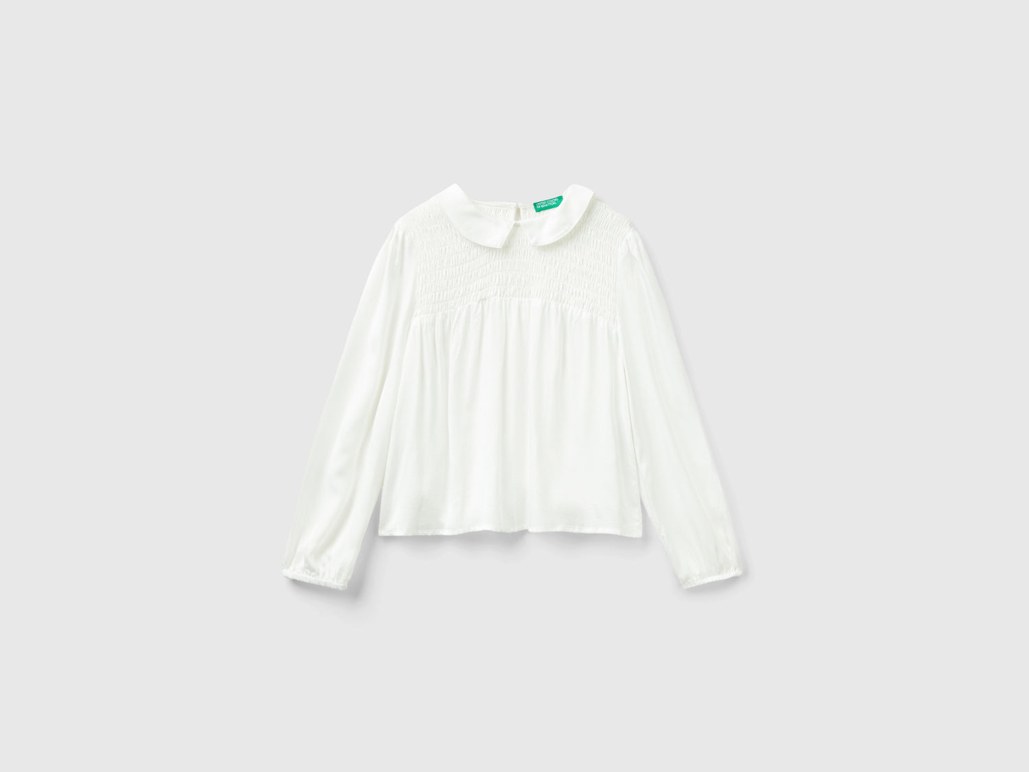 Blusa in pura viscosa da bambina bianco | Benetton Outlet
